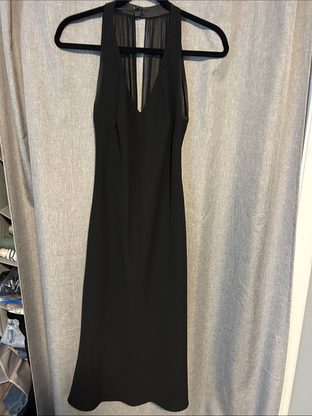 Jones New York Black Strapless Evening Gown with Sheer Back